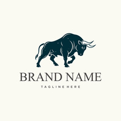 Elegant logo featuring a powerful bull, perfect for branding and representing strength and determination.