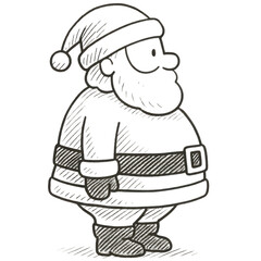 Santa Claus Standing in Profile Christmas Outline Illustration