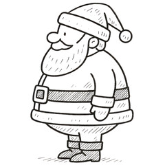 Santa Claus Waving Hand Christmas Outline Illustration