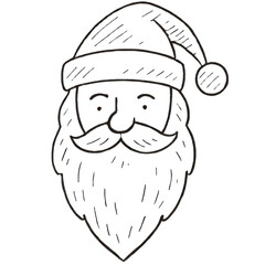 Santa Claus Face with Beard Christmas Outline Illustration