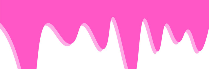 Pink ice cream melted with colorful cute candy sprinkles long border, banner seamless pattern, vector white backgroundPrint