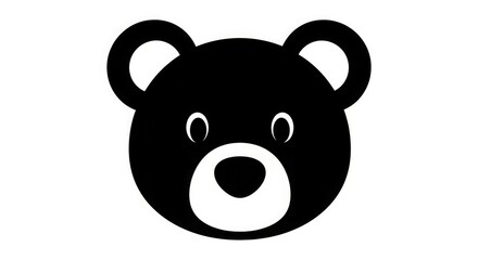 Naklejka premium Black bear face vector illustration cute bear animal graphic design teddy bear head cartoon bear drawing