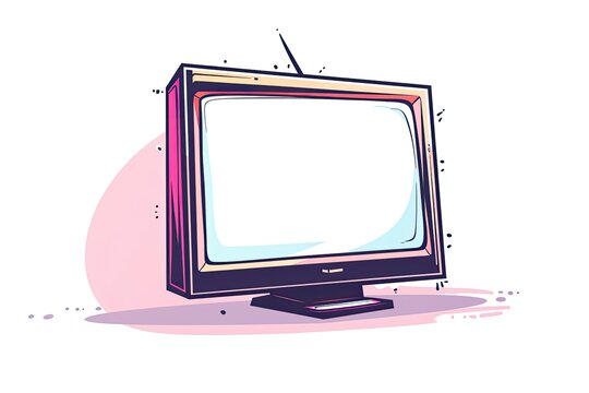 Cartoon TV with a Blank Screen for Mockup, on a White Background for Advertisement - Powered by Adobe