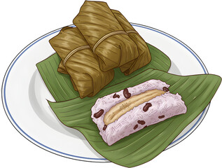 Khao Tom Mud on White Plate