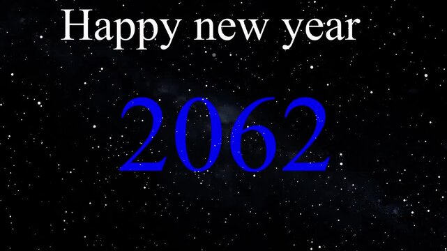 Happy New Year 2062 celebration animation, holiday spirit footage greetings. new year design suitable for festive banners, social media posts, greeting cards, and party 