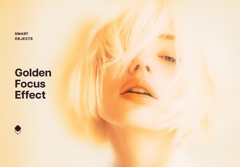 Golden Soft Focus Photo Effect Mockup