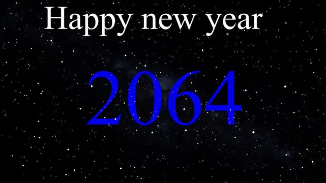 Happy New Year 2064 celebration animation, holiday spirit footage greetings. new year design suitable for festive banners, social media posts, greeting cards, and party 