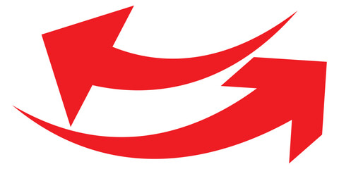 Set long Red curve arrow icon vector . Red curve arrow icon set. long arrow icon set. Set of curved arrows isolated on white background. Curved arrows. Arrow icon for your web site design, logo, app.