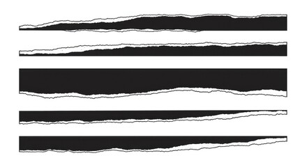 Set of jagged rectangle shapes with torn paper edges. Rough rectangular frames for headlines, calligraphy borders, or isolated grunge-style header backgrounds. Vector design.

