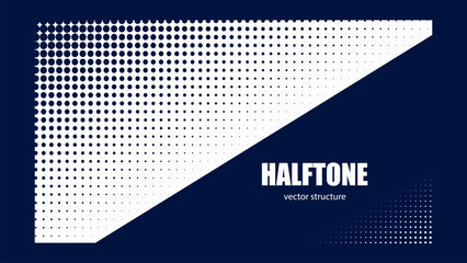 Gradient of blue dots. Halftone texture. Vector illustration. Monochrome dots background.