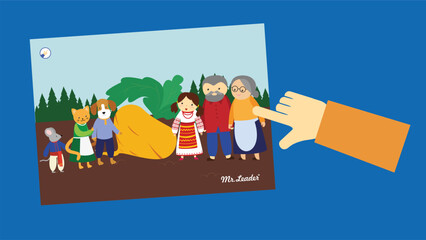 Vector illustration of happy family in the park. Happy family concept.