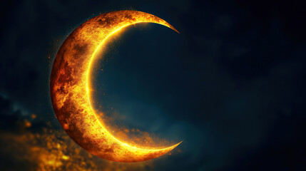 Fototapeta premium Islamic crescent moon icon in clean design