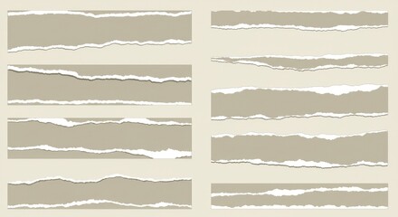 Set of jagged rectangle shapes with torn paper edges. Rough rectangular frames for headlines, calligraphy borders, or isolated grunge-style header backgrounds. Vector design.
