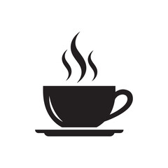 Thanksgivig Black Silhouette of a Steaming Coffee Cup on a Saucer drink beverage