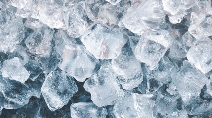 Top view of crushed ice pieces forming a cool refreshing background texture