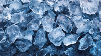 Top view of crushed ice pieces forming a cool refreshing background texture