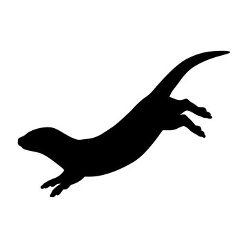 Otter Silhouette Swimming Pose Vector Illustration