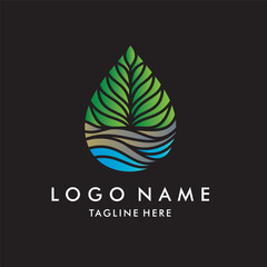 Vector logo with green valley nature theme
