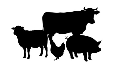 Farm Animals Silhouette Vector Illustration