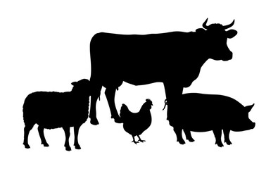 Farm Animals Silhouette Vector Illustration