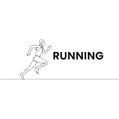 Athlete running in minimalist line art illustration on white
