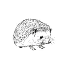 Hedgehog illustration standing with detailed fur and whiskers