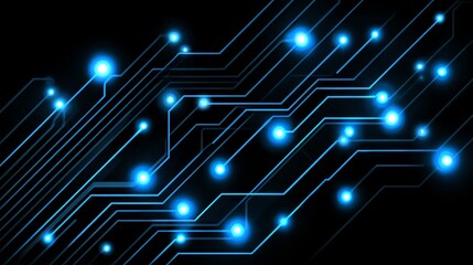 Obraz premium A high-tech abstract background featuring glowing blue circuitry and intricate patterns. Perfect for illustrating concepts of technology, innovation, and digital communication.