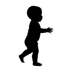 Baby Walking Silhouette Vector Illustration