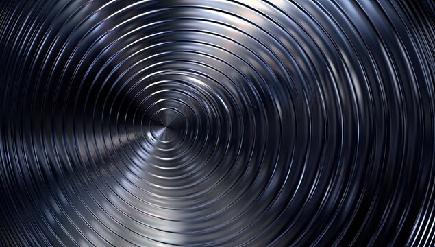 Chrome circles radiate outwards. Abstract technology background for wallpaper use