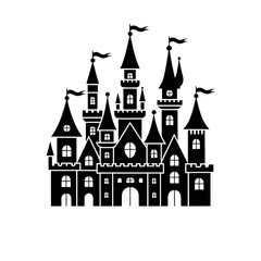 Obraz premium Enchanted fairytale castle line art illustration