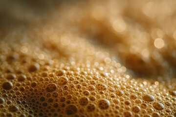 Close-up of coffee foam with bubbles and texture