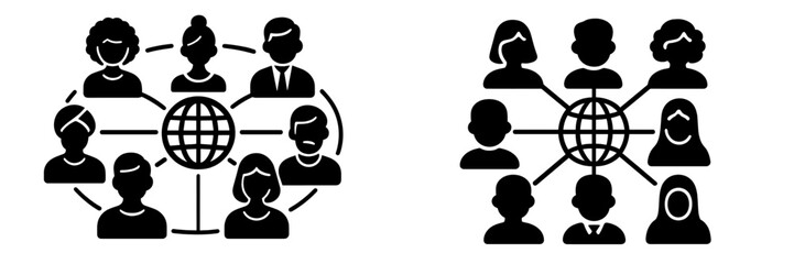 Various communication flows among diverse groups connecting around a global network