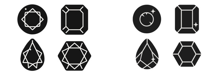 Unique geometric gemstone designs showcasing modern styles and shapes for creative projects