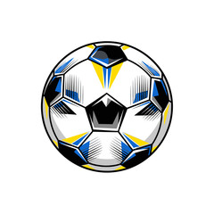 Obraz premium Vibrant soccer ball illustration with dynamic linework, perfect for sports branding, team logos, or energetic designs that capture the thrill of the game
