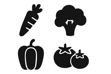 Fresh vegetables including carrots, broccoli, bell peppers, and tomatoes arranged on a clean background for healthy eating