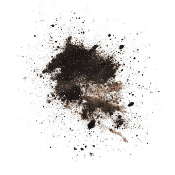 Pile of soil, dirt isolated on white background, top view transparent background png