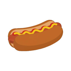 American Hot Dog Vector Fast Food Icon Flat Illustration USA Culture