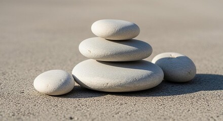 Tranquil Stacked River Stones on Concrete
