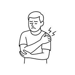 line icon person has elbow pain vector on a white background
Vector line icon on a white background