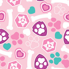 Pink Paw and Bone Pattern – Cute Dog Print