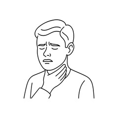line icon person holding his throat vector on a white background
Vector line icon on a white background