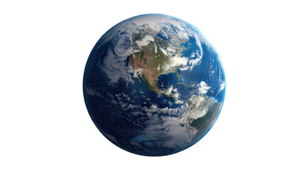 Fototapeta premium Detailed earth globe with world map continents and oceans showing geography spherical shape educational model isolated on white background