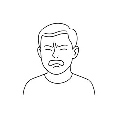 line icon person makes a grimace vector on a white background
Vector line icon on a white background