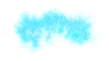 Bright light blue smoke cloud with airy texture isolated on transparent background resembling wave shape for abstract dreamy effect