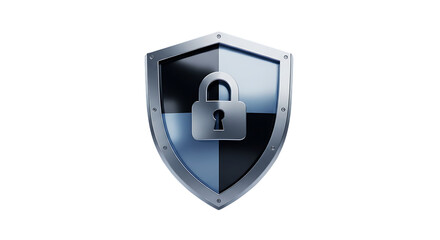 Shield with padlock isolated on transparent background