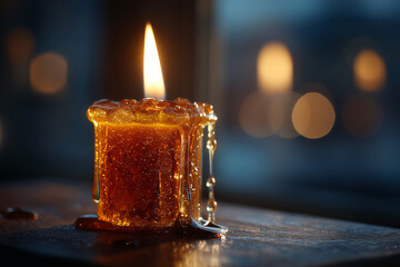 Melting wax creates a warm glow during a quiet evening light