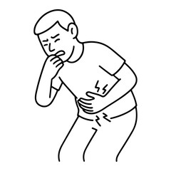 line icon person has a stomach ache vector on a white background
Vector line icon on a white background