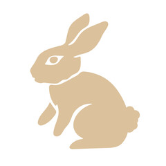 Illustration of a light brown rabbit sitting upright with long ears and a small fluffy tail shown clearly