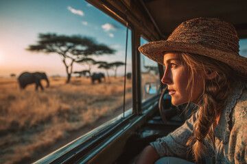 Exploring the beauty of Africa on a safari adventure at sunset