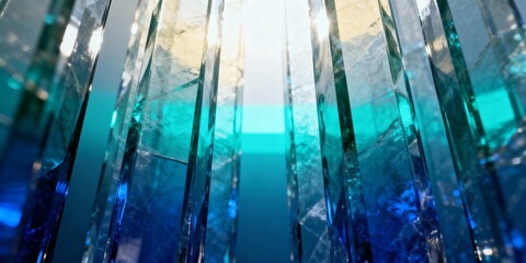Abstract Blue Crystal Structure Background Digital Art Vertical Glass Shards Futuristic Modern Technology Backdrop